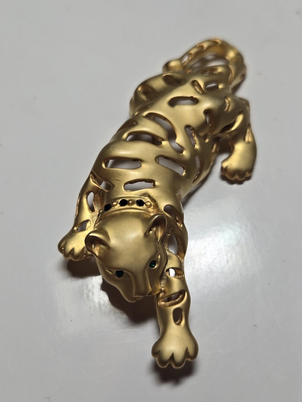 Gold-Tone Leopard Brooch with Cutout Design